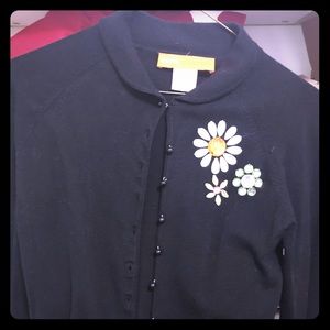 Black cotton cropped cardigan. Sm. Cynthia Steffe